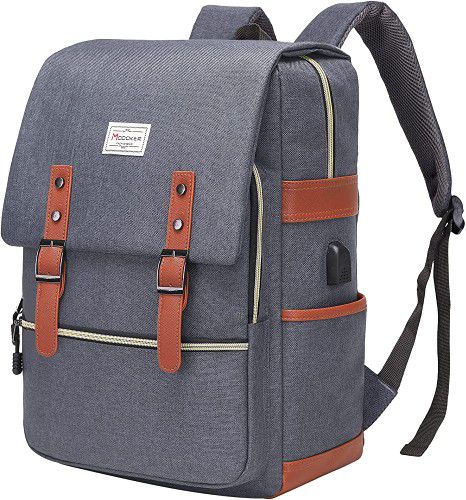 Modoker Vintage Women Laptop Backpack Bookbag for Women, Travel College School Backpack with USB Charging Port Fashion Rucksack Backpack Fits 15.6 Inc