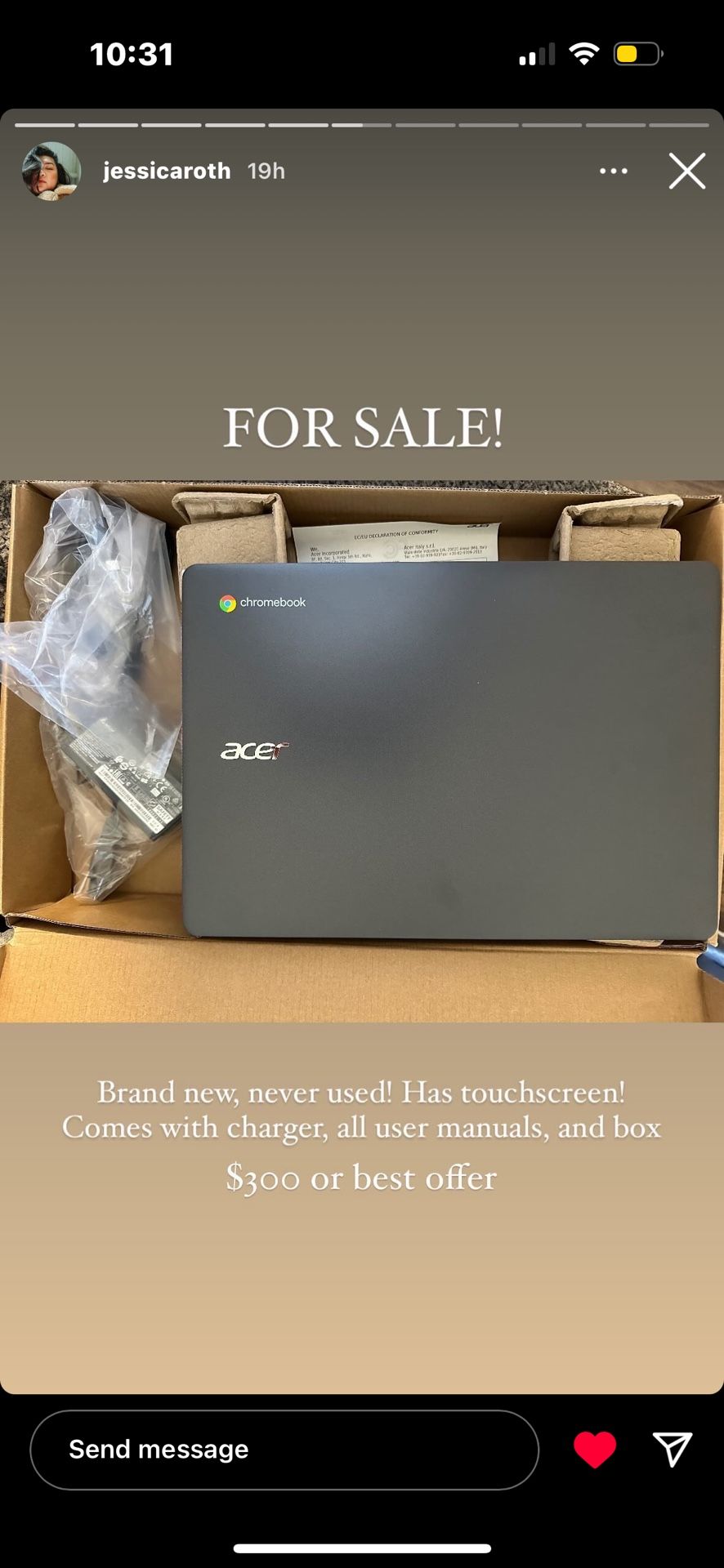 Acer Chromebook Laptop Touchscreen