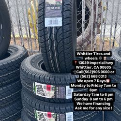 SET OF NEW TIRES, LT235/75R15 ATTURO AT , INCLUDING MOUNTING AND BALANCING. ASK ME FOR ANY SIZE OR BRAND