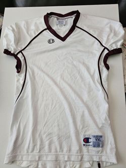 CHAMPION Football Jersey - White w/Maroon YXL