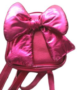 Bath & Body Works Metallic Hot Pink Adjustable Mini Backpack with Puffy Bow