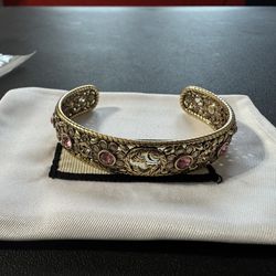GG cuff bracelet pink stone gold
