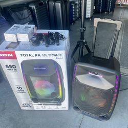 🎤 ION Total PA Ultimate – 650W Bluetooth Speaker System w/ Mics & Tripod – Party Ready! 🔊 