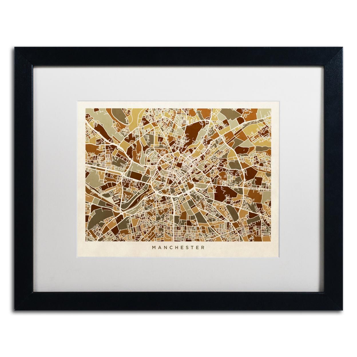 Michael Tompsett 'Manchester England Street Map II' Black Wooden Framed Art 18 x 22 Inches