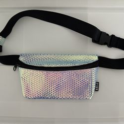 Victoria's Secret Pink Belt Bag Fanny Pack Shine Iridescent Silver 