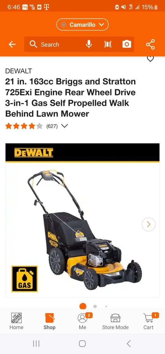 Dewalt  Gas Lawnmower New Onmy Tested $390