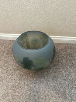 Vintage B.Z.T. Ltd. hand-painted art glass vase, ISRAE