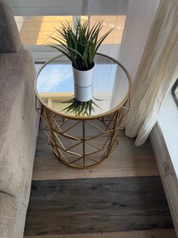 Gold Metal & Glass Side Table