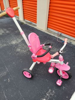 EOOWOY Pink Toddler Tricycle with Push Handle