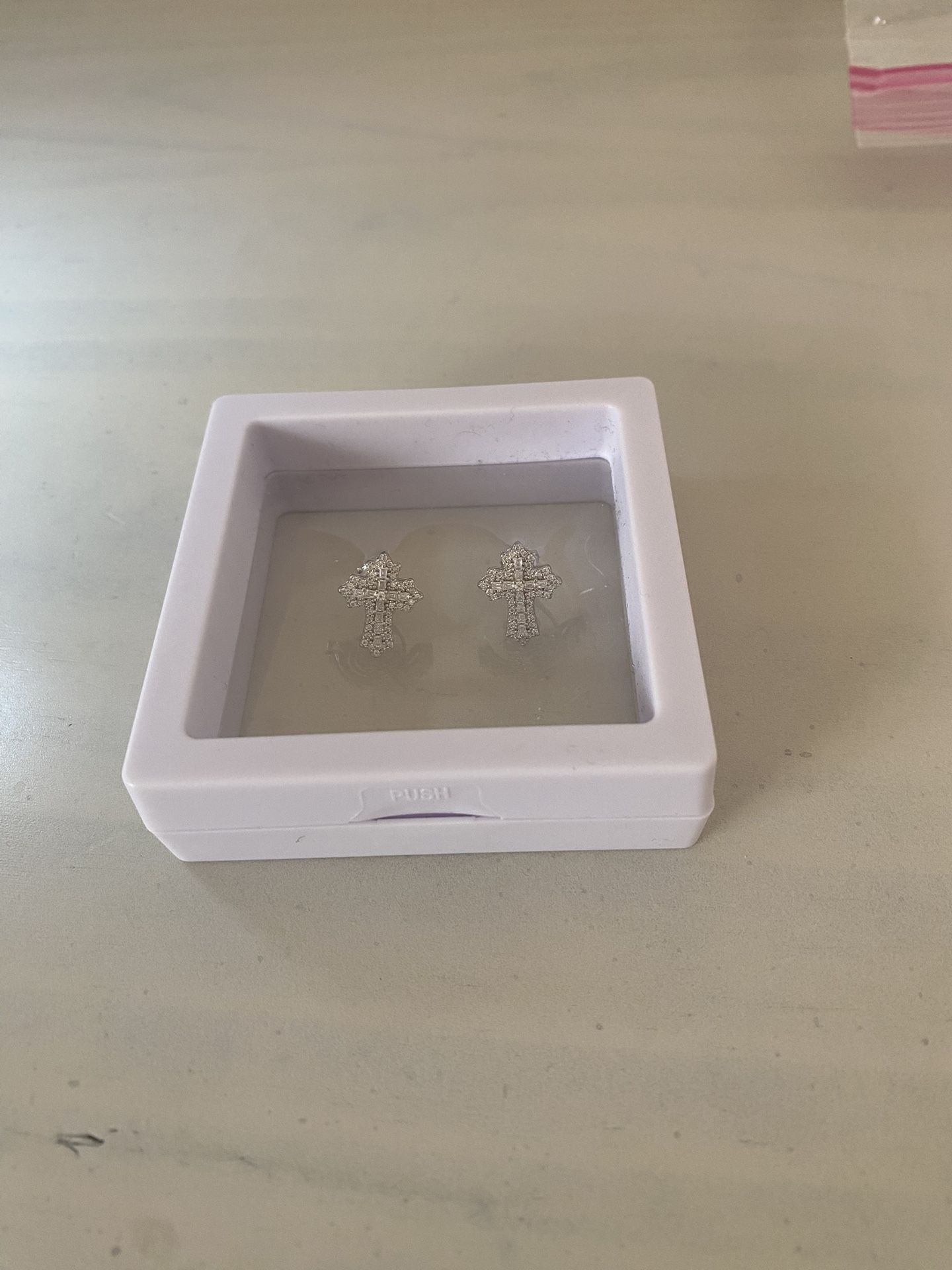 Unisex Diamond Cross Earrings
