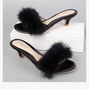 Camssoo Women’s Satin Kitten Low Heel Mule Sandals