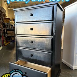 Five Drawer Black Pinewood Chest Cajonera Comoda Nueva 