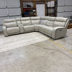 Large Power Reclining Sectional w/ Adjustable Headrests, Storage & Chargers