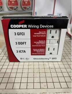Cooper Wiring Vgf15w-3 White GFCI Receptacle 15 Amp 125volt 3pk