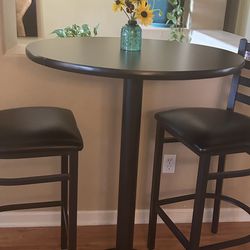 Bistro Table With Two Stools ( Black) Very Good Condition