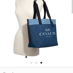 COACH Horse and Carriage Shoulder Bag 91131 Blue Navy Denim Women's Tote
