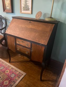 Vintage Solid Oak Secretary Desk