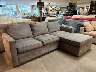 CRATE & BARREL Slate Blue Track Arm Sofa w/ Reversible Storage Chaise