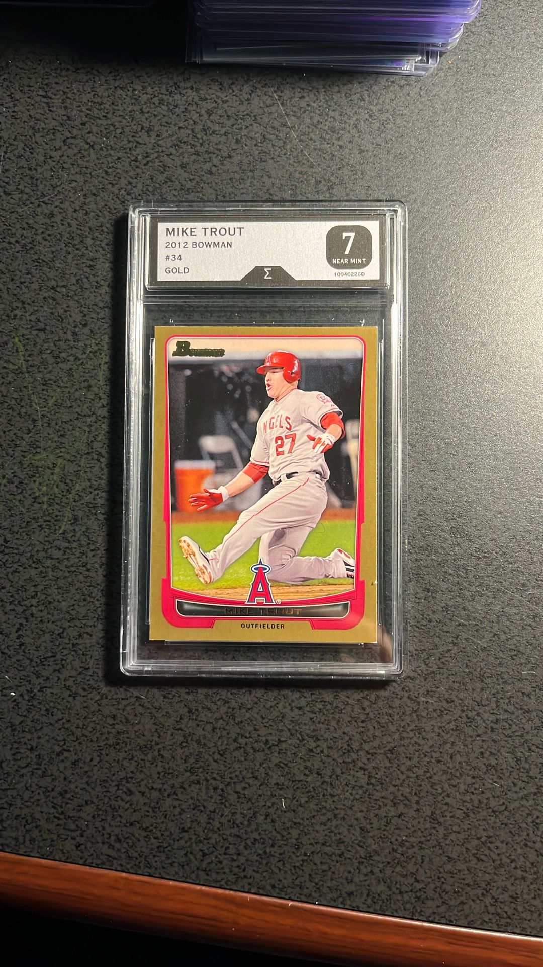 Mike Trout, Angels 2012 Bowman Gold- Graded 7