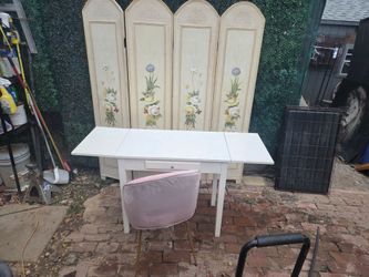 Desk Vintage 4 x 20n30 inch tall, 2 11 inch leaf 49 Hnd-Painted Floral Room Dividr$75 Pink Chair35