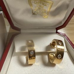 Cartier Love Earrings 18k Yellow Gold with Diamonds