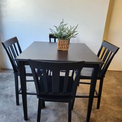 Black Counter Height Dinging Table Set With 4 Chairs 