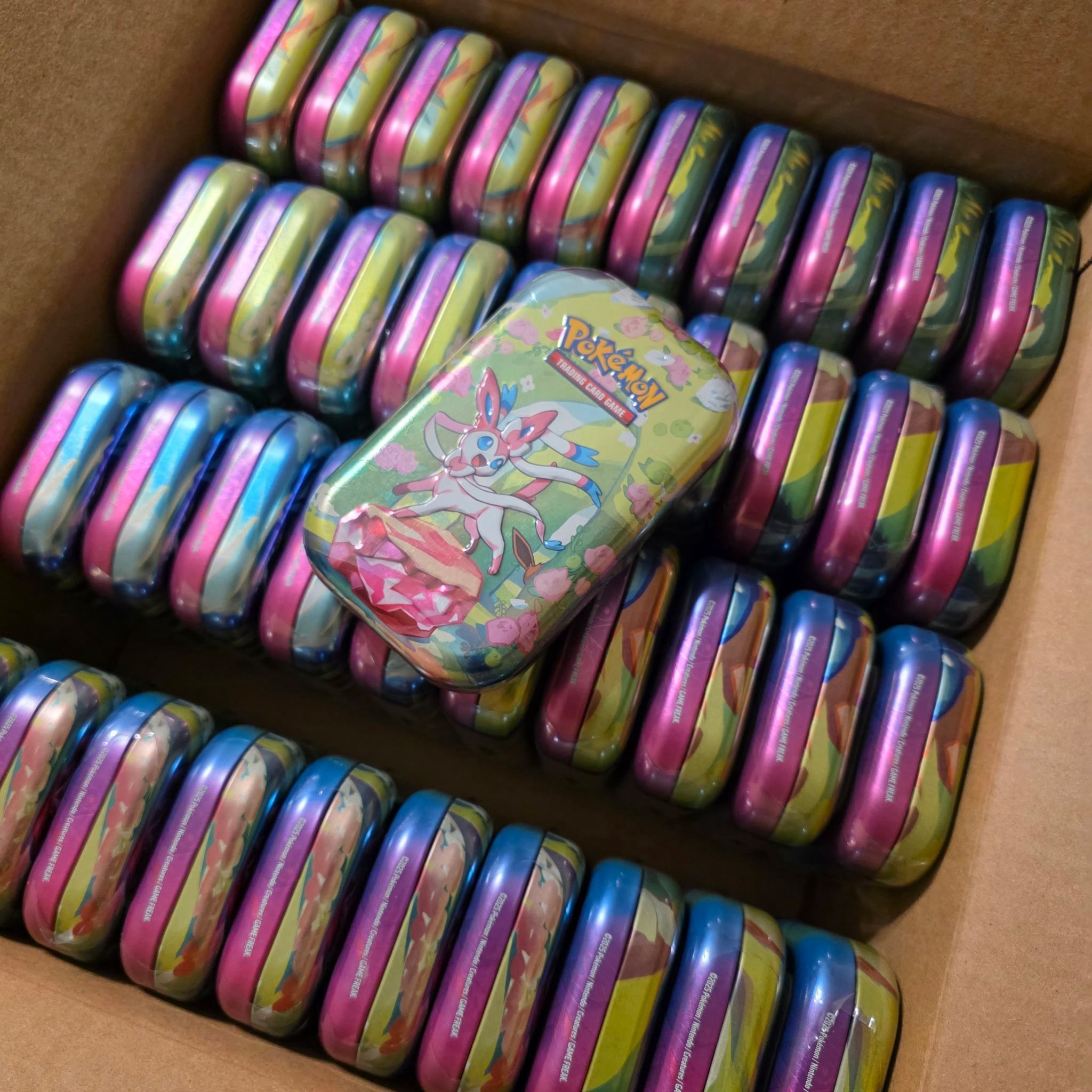 Sealed Full Box Pokemon Prismatic Evolutions Mini Tins (40) For Sale