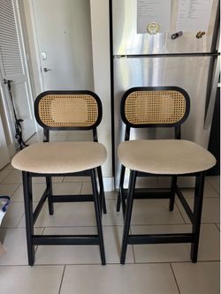 Set of 2 Modern Cane Counter Stools