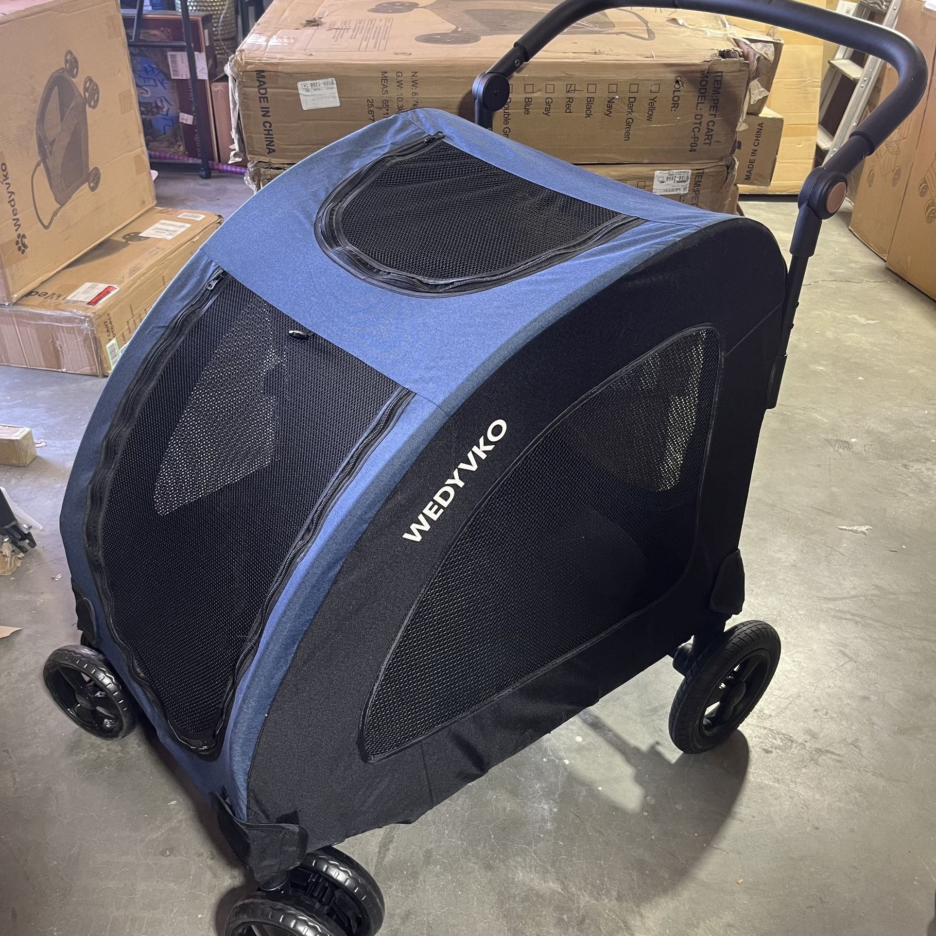 Wedyvko Dog Stroller for Medium Large Dogs - Foldable Jogger 4 Wheels Pet Stroller with Adjustable Handle for Small to Large Dogs and Other Pet Travel