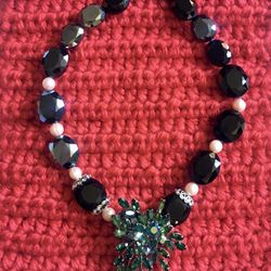 Vintage GENUINE MULTI GEMSTONES PEARL  PIN BROOCH PENDANT WOMENS NECKLACE  •• 