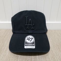 NWOT! '47 Brand Clean Up LA Dodgers Adjustable Hat (OSFA) Black 