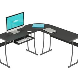L Shaped Computer/Gaming Desk With Leather Executive Chair 