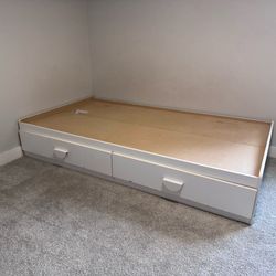 White Twin storage Bed with Storage Drawers