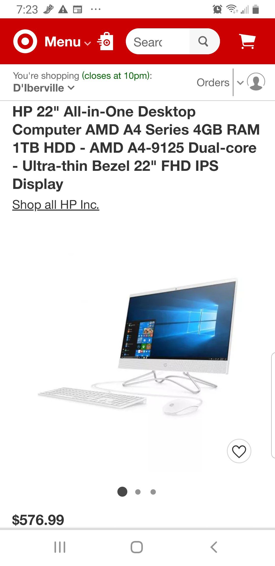 Hp 22" all in one desktop -white