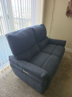 Blue Fabric Tri Power Loveseat