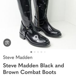 NWT Steve Madden black and brown stylish rain riding boots sz 8, never worn in perfect condition 