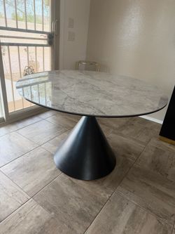 Round Marble Top Dining Table Cone Base