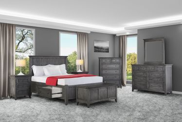 New Traditions California King Storage Bed - Gray