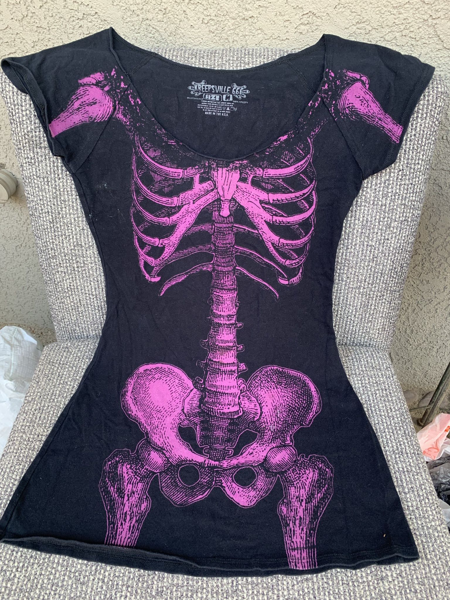 Womans/juniors Halloween Pink Skeleton Dress/long Shirt