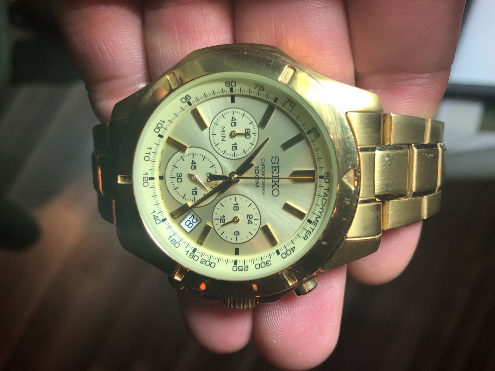 Men’s Gold Seiko chronograph 100M watch