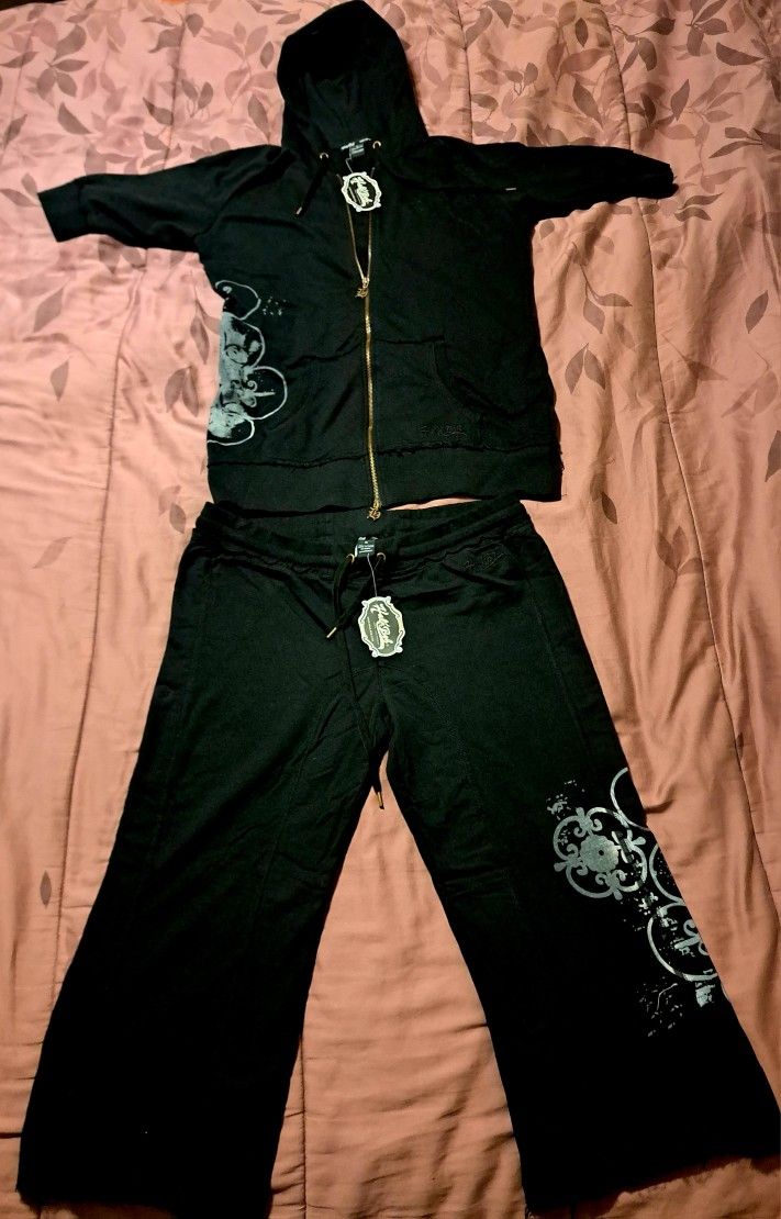 NEW HALE BOB L/XL BLACK HOODIE/PANT SET