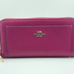 Coach New York Magenta Zip Around Continental Wallet – Crossgrain Leather