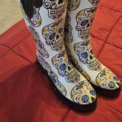 Women Suger Skull Rain Boots 