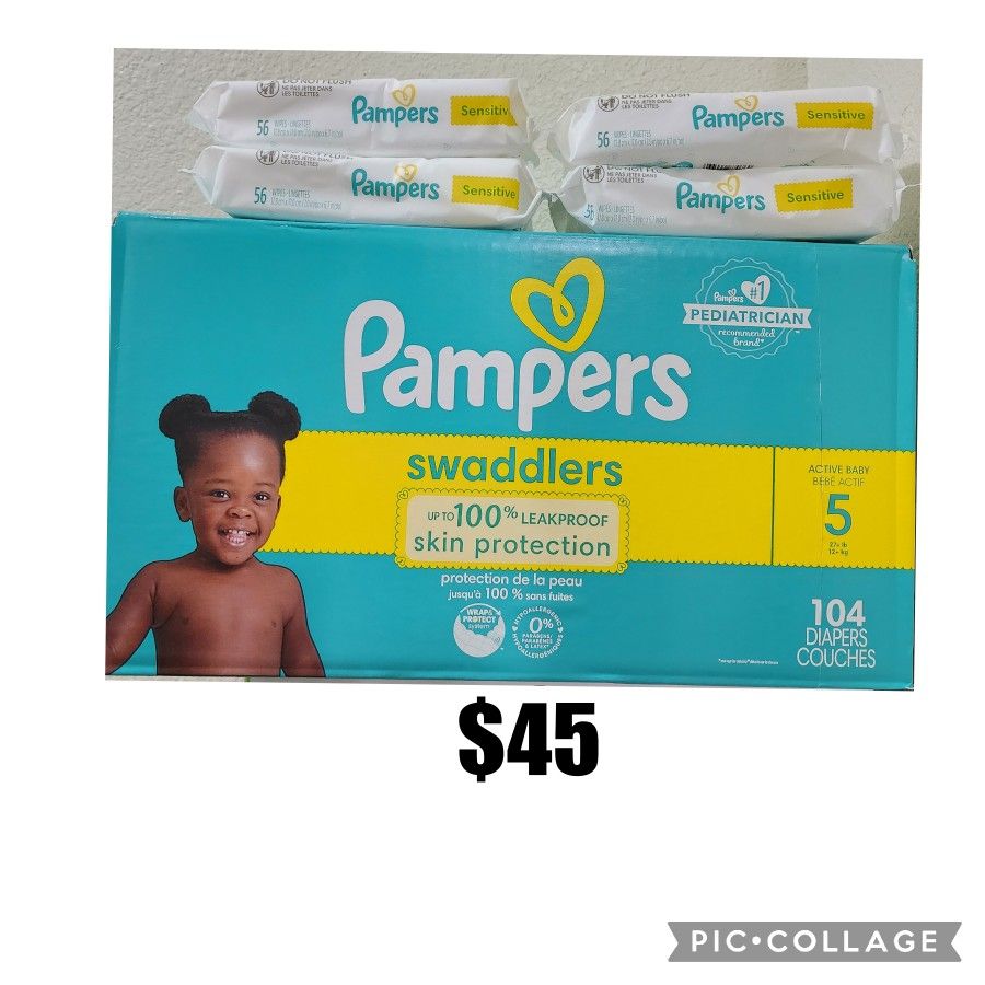 Pampers Size 5 And 4 Wipes 