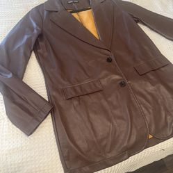 SHEIN plether brown coat size M