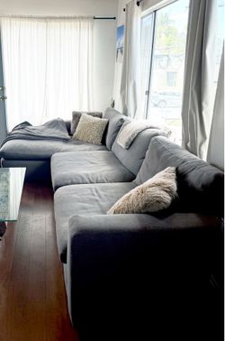 3-Piece Modular Cloud Sectional Sofa - Deep Seat Gray Couch