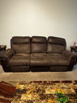 Brown Leather Reclining Sofa