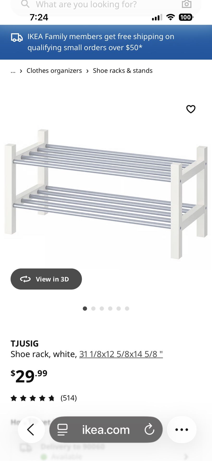 IKEA Tjusig Shoe Rack - White (4 Available)