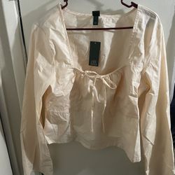 Wild Fable Women's Long Sleeve Cotton Milkmaid Top Creme NWT Ladies Size XXL Fun