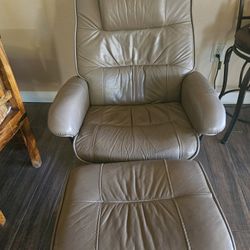 Faux Leather Recliner And Ottoman 